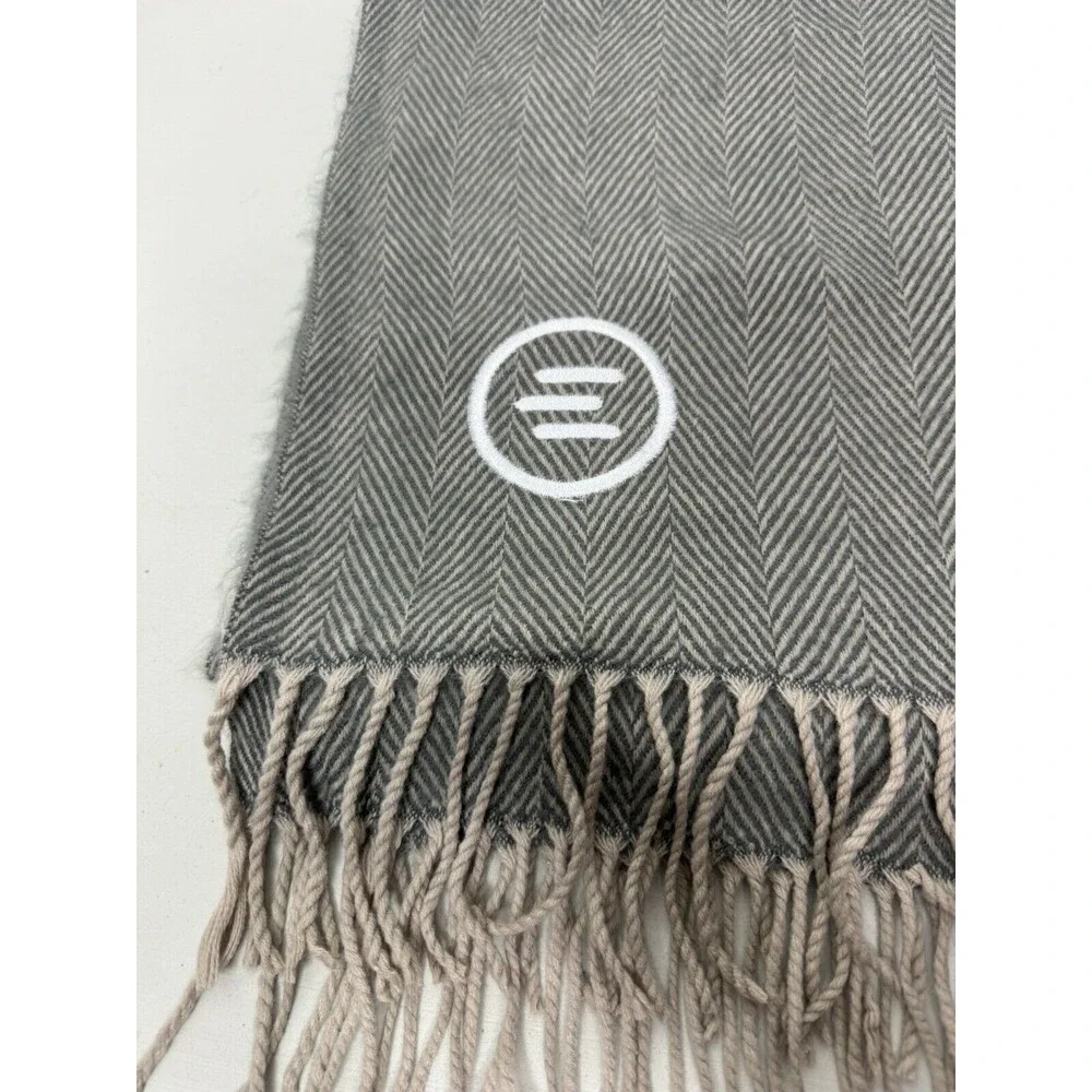 Kanata Blanket Co. Acrylic Blanket 61x50 Gray Knit Tassles With Logo - Clean!